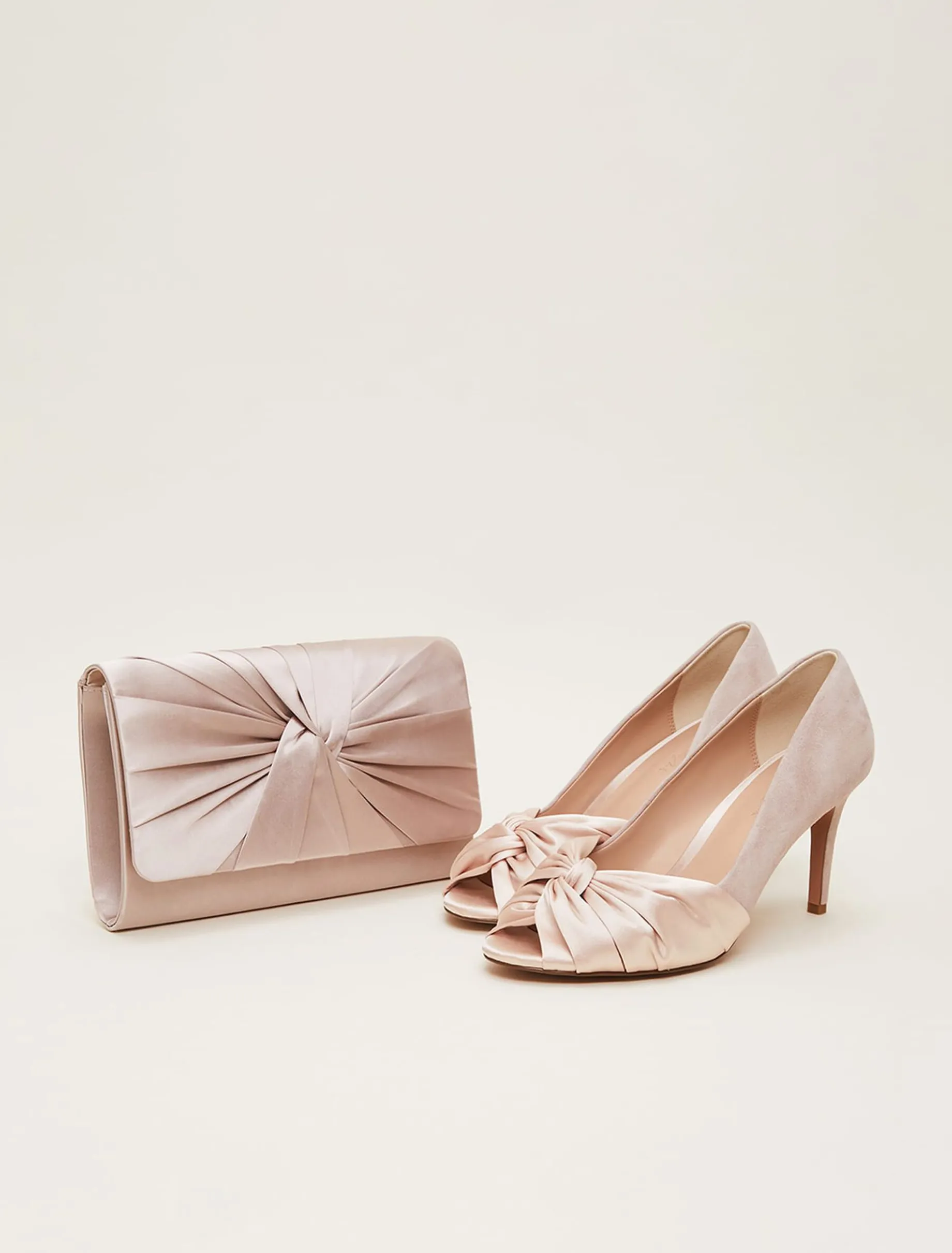 Occasion Shoes^Phase Eight Satin Twist Peeptoe Shoe Antique Rose