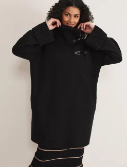Coats^Phase Eight Seama Buckle Trim Knit Coat Black