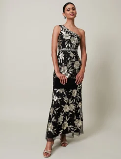 Dresses^Phase Eight Serafina Embellished Maxi Dress Black/Gold