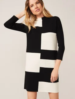 Dresses^Phase Eight Severine Piano Block Dress Black/Ivory