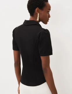 Tops & T-Shirts^Phase Eight Shaden Zip Front Ponte Top Black