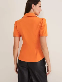 Tops & T-Shirts^Phase Eight Shaden Zip Front Ponte Top Orange