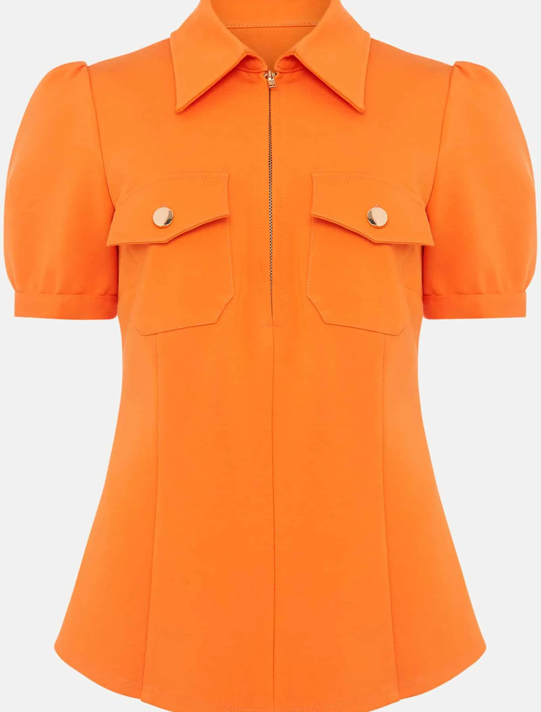 Tops & T-Shirts^Phase Eight Shaden Zip Front Ponte Top Orange