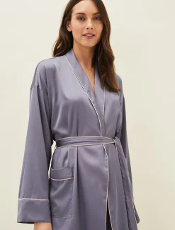 Pyjamas^Phase Eight Shae Plain Robe Slate