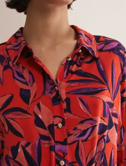 Shirts & Blouses^Phase Eight Shareen Leaf Print Shirt Red
