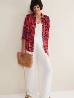Shirts & Blouses^Phase Eight Shareen Leaf Print Shirt Red
