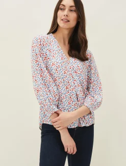 Shirts & Blouses^Phase Eight Siera Ditsy Blouse White/Blue/Red