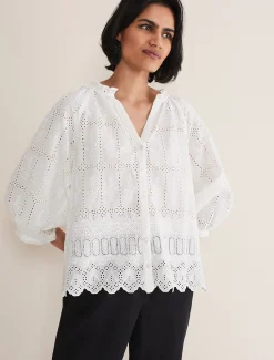 Shirts & Blouses^Phase Eight Sierra Broderie Blouse White