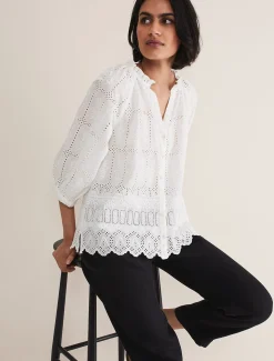 Shirts & Blouses^Phase Eight Sierra Broderie Blouse White