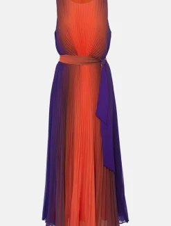 Dresses^Phase Eight Simara Ombre Pleated Midi Dress Vermillion/Multi