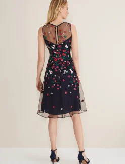 Dresses^Phase Eight Sloane Mesh Ditsy Floral Dress Navy/Multi