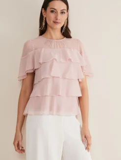 Shirts & Blouses^Phase Eight Stacey Ruffle Blouse Soft Pink