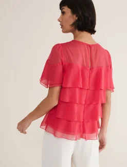 Shirts & Blouses^Phase Eight Stacey Ruffle Blouse Fuschia