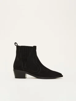 Heels^Phase Eight Stitch Detail Suede Ankle Boot Black