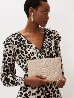 Bags^Phase Eight Stitched Clutch Bag Metallic