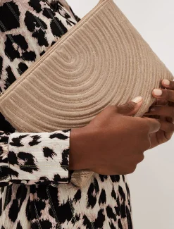 Bags^Phase Eight Stitched Clutch Bag Metallic
