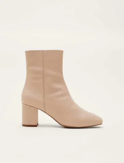 Heels^Phase Eight Stitched Leather Ankle Boot Winter White