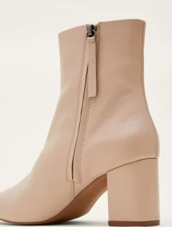 Heels^Phase Eight Stitched Leather Ankle Boot Winter White