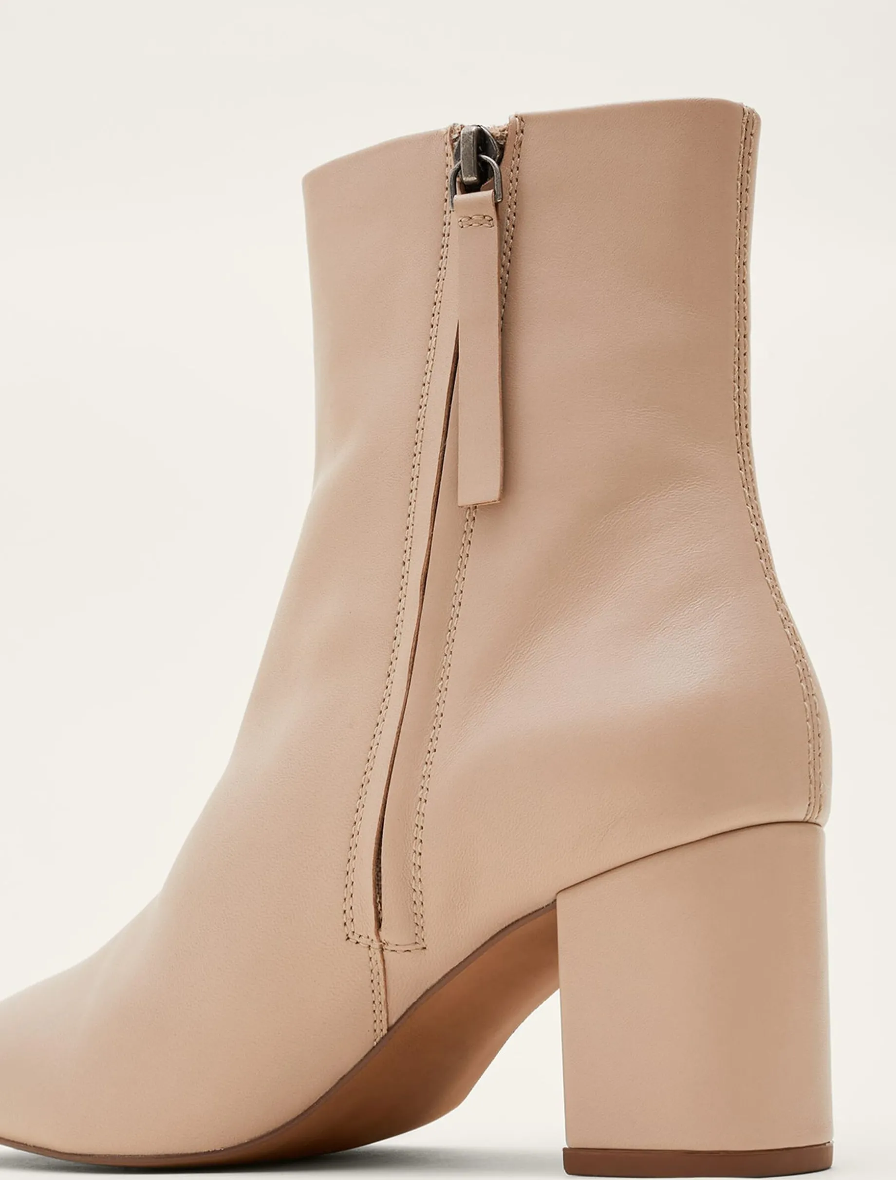 Heels^Phase Eight Stitched Leather Ankle Boot Winter White
