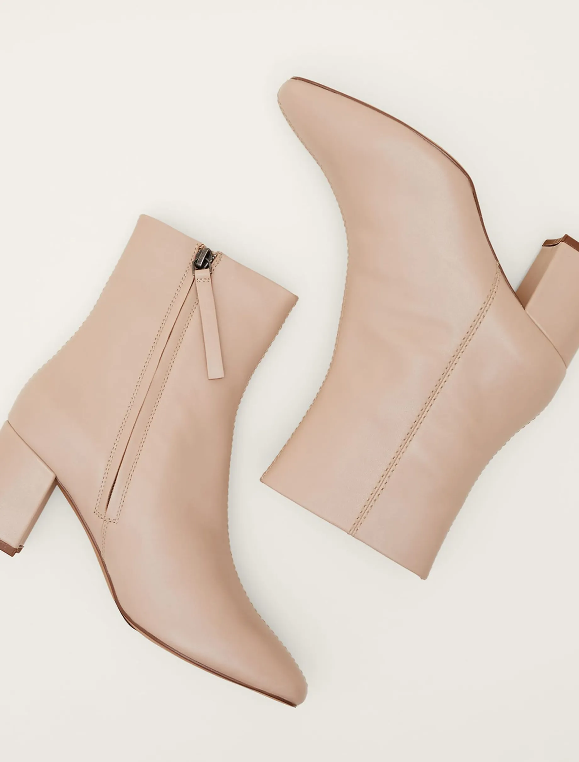 Heels^Phase Eight Stitched Leather Ankle Boot Winter White
