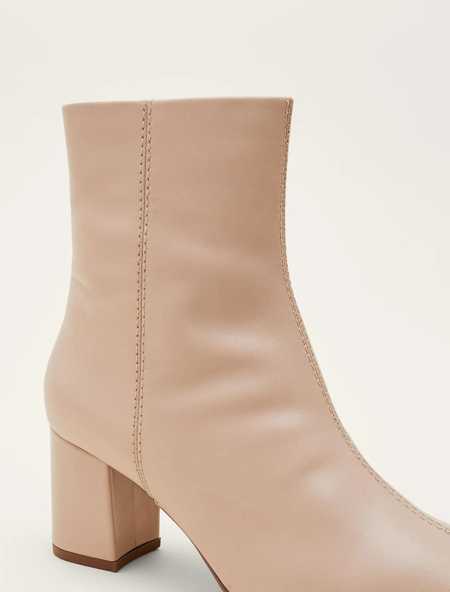 Heels^Phase Eight Stitched Leather Ankle Boot Winter White