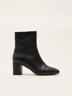 Heels^Phase Eight Stitched Leather Boot Black