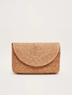Bags^Phase Eight Straw Clutch Bag Natural