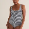 Swimwear^Phase Eight Striped Ribbed Swimsuit Navy/Ivory