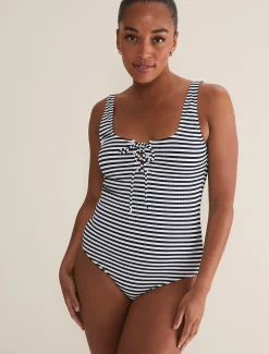 Swimwear^Phase Eight Striped Ribbed Swimsuit Navy/Ivory
