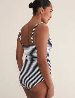 Swimwear^Phase Eight Striped Ribbed Swimsuit Navy/Ivory
