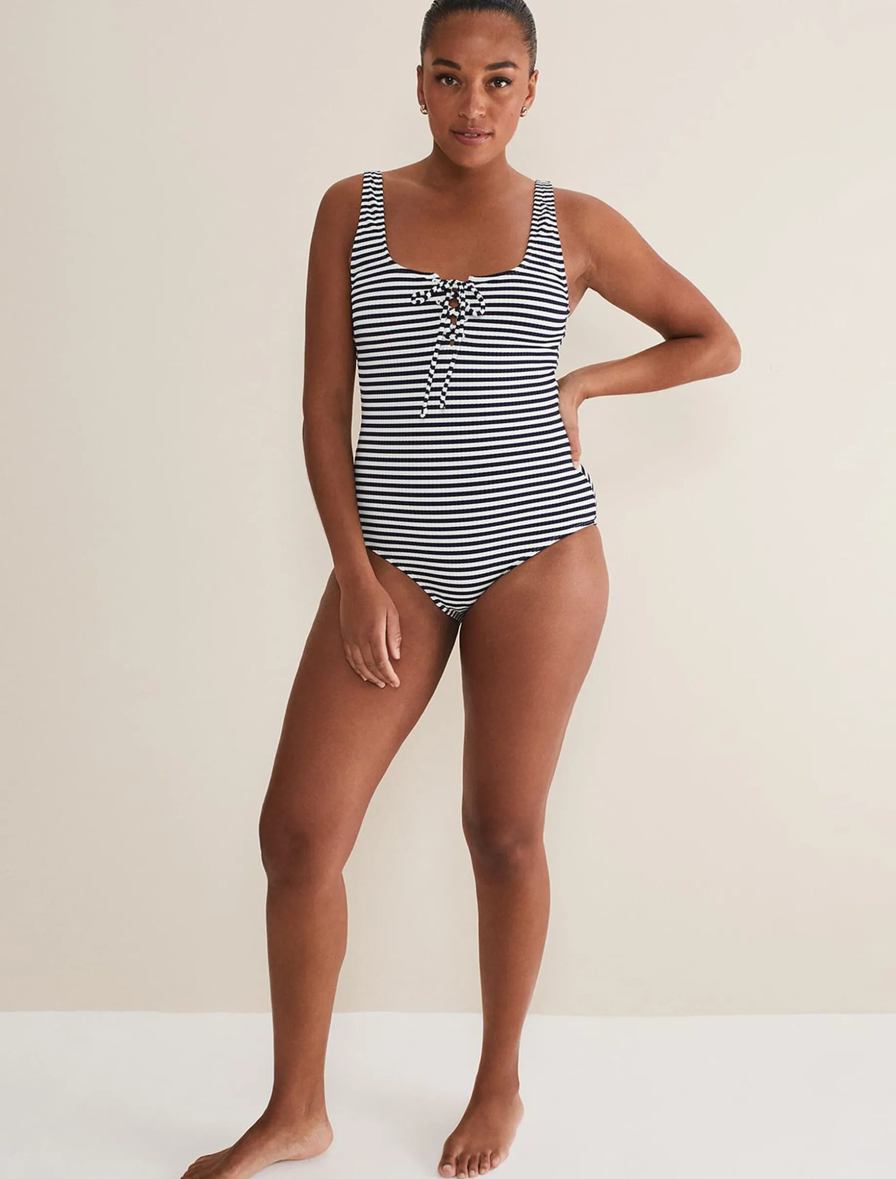 Swimwear^Phase Eight Striped Ribbed Swimsuit Navy/Ivory