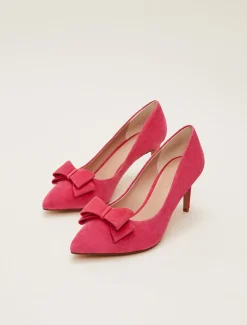 Occasion Shoes^Phase Eight Suede Bow Front Court Shoes Raspberry