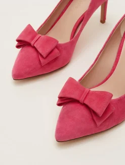Occasion Shoes^Phase Eight Suede Bow Front Court Shoes Raspberry