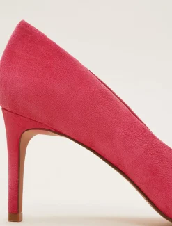 Occasion Shoes^Phase Eight Suede Bow Front Court Shoes Raspberry