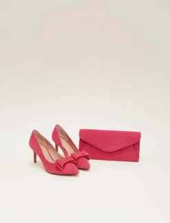 Occasion Shoes^Phase Eight Suede Bow Front Court Shoes Raspberry