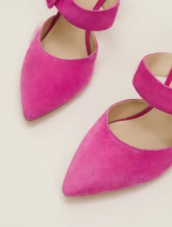 Occasion Shoes^Phase Eight Suede Buckle Backless Heel Neon Pink
