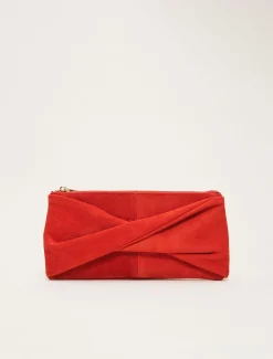Bags^Phase Eight Suede Clutch Bag Red