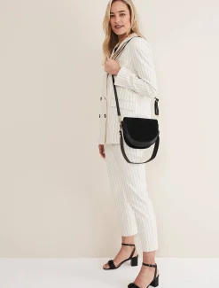 Bags^Phase Eight Suede Cross Body Bag Black