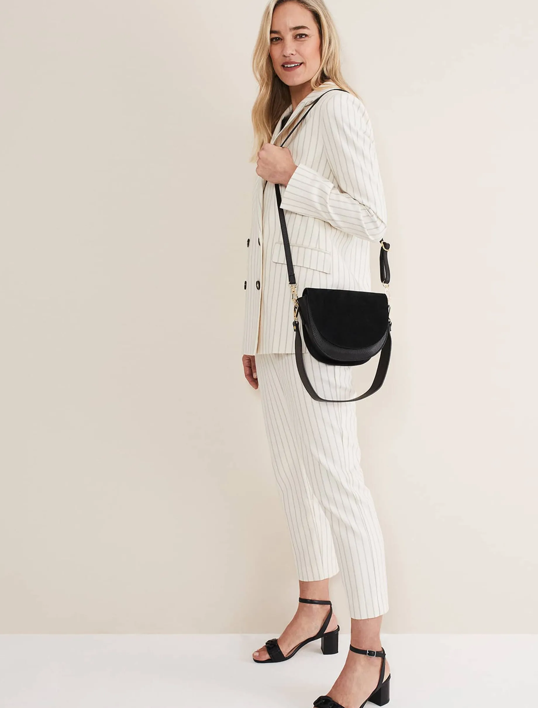 Bags^Phase Eight Suede Cross Body Bag Black