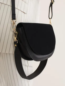 Bags^Phase Eight Suede Cross Body Bag Black