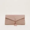Bags^Phase Eight Suede Tassle Trim Clutch Bag Cameo