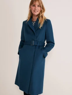 Coats^Phase Eight Susie Collarless Wrap Coat Petrol
