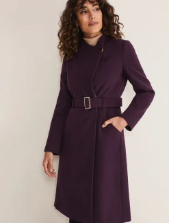Coats^Phase Eight Susie Collarless Wrap Coat Plum