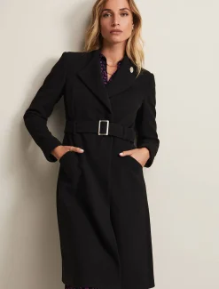 Coats^Phase Eight Susie Collarless Wrap Coat Black