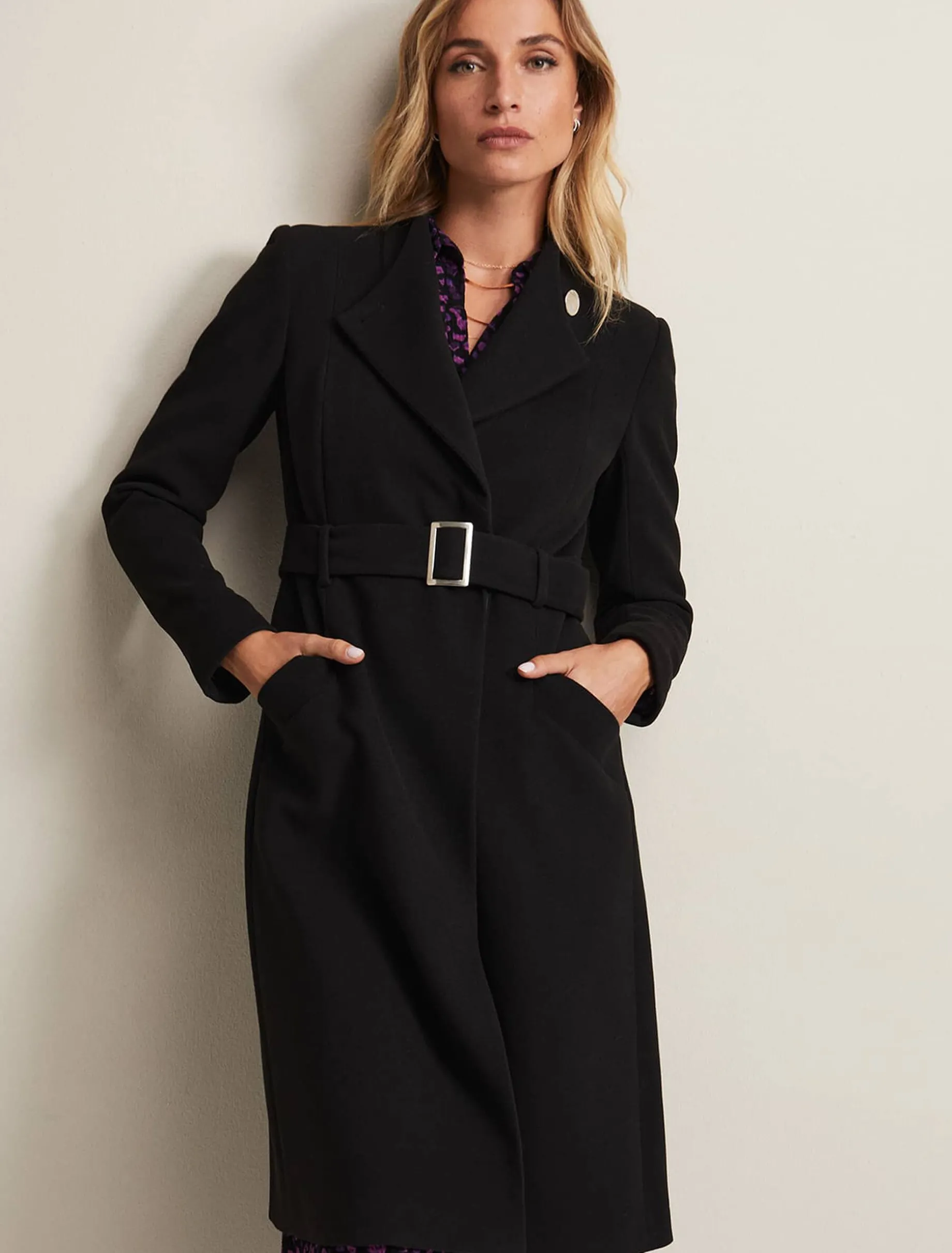 Coats^Phase Eight Susie Collarless Wrap Coat Black