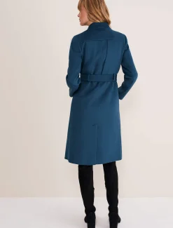 Coats^Phase Eight Susie Collarless Wrap Coat Petrol