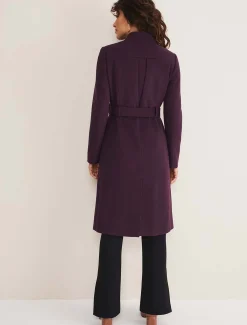 Coats^Phase Eight Susie Collarless Wrap Coat Plum
