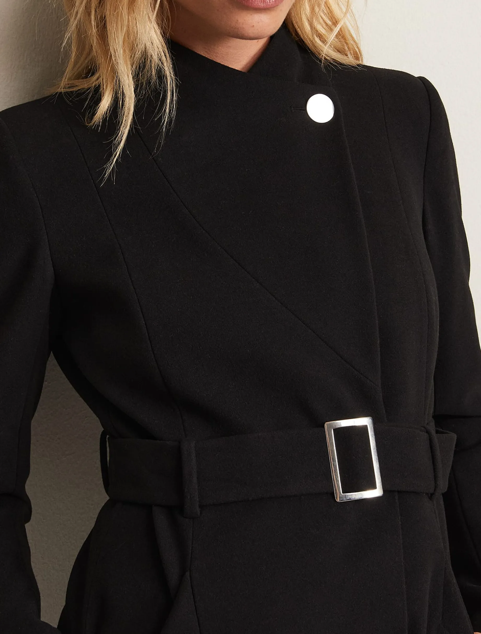 Coats^Phase Eight Susie Collarless Wrap Coat Black