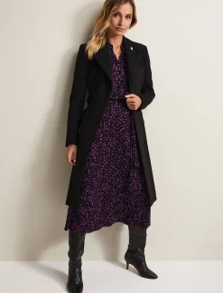 Coats^Phase Eight Susie Collarless Wrap Coat Black