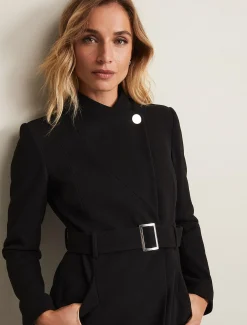 Coats^Phase Eight Susie Collarless Wrap Coat Black